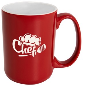 Hanna 14oz 2tone red/white mug in Ripple gift box - Etched