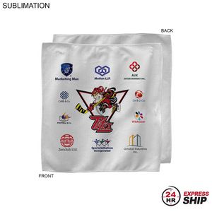 24 Hr Express - White Microfiber Dri-Lite Terry Sponsorship Rally Towel, 12x12, Sublimated