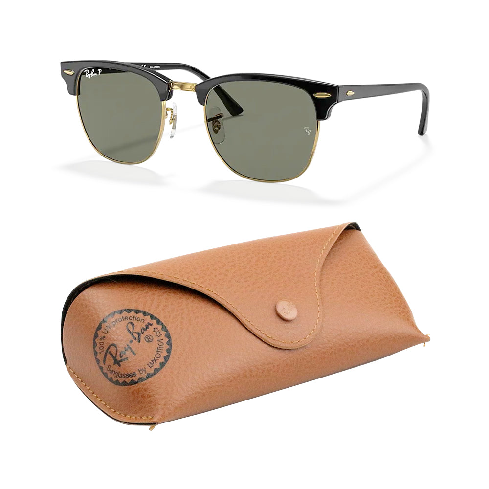 Ray Ban Clubmaster Classic Non-Polar Sunglasses, Black/Green, Size 51