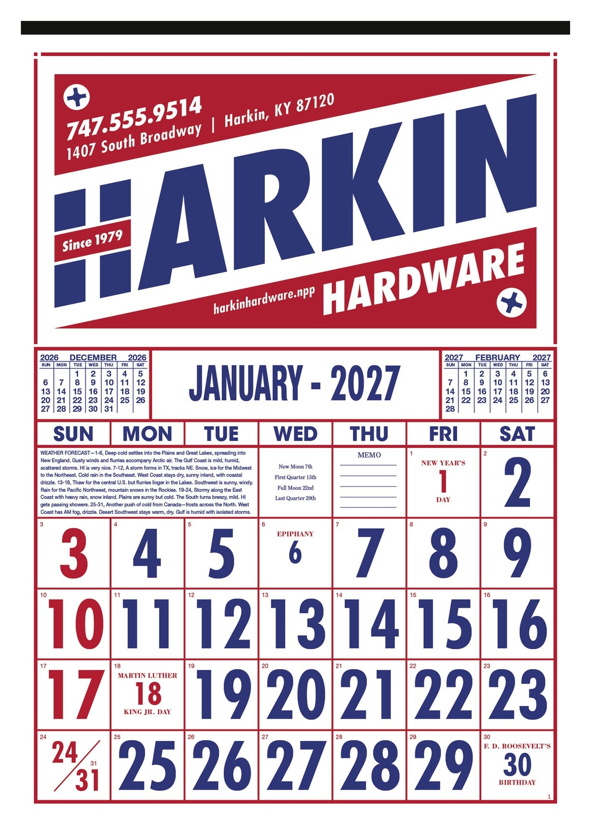 Skinner & Kennedy Commercial 12-Sheet Calendar image