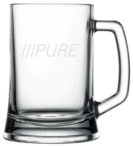 Kassel 16.75oz heavy base clear glass handled mug - Etched