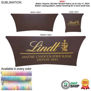 72 Hr Fast Ship - Sublimated Stretch Curved Fit Table Throw for 6ft table, 4 sided, Closed Back