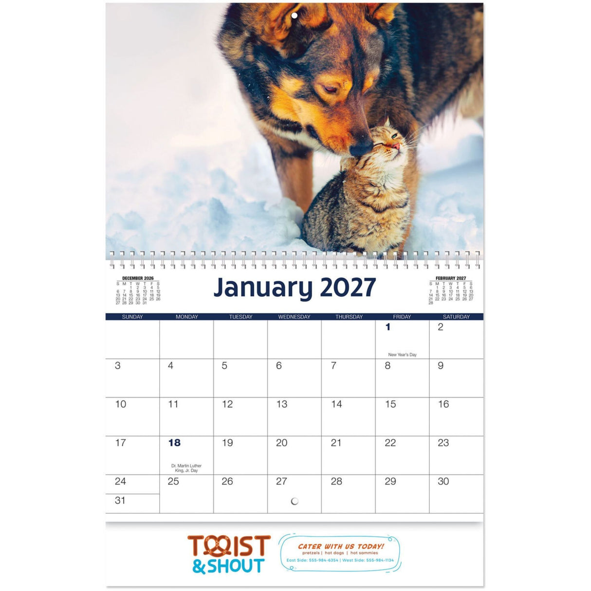 Full Colour Furry Friends Spiral Wall Calendar