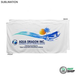 72 Hr Fast Ship - Plush and Soft Velour Terry Cotton Blend White Beach Towel, 30x60, Sublimated