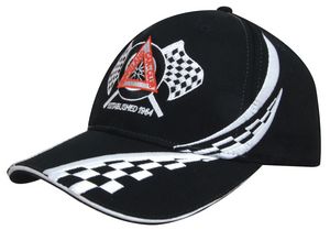 Brushed Heavy Cotton Cap w/Swirling Checks & Sandwich Piping