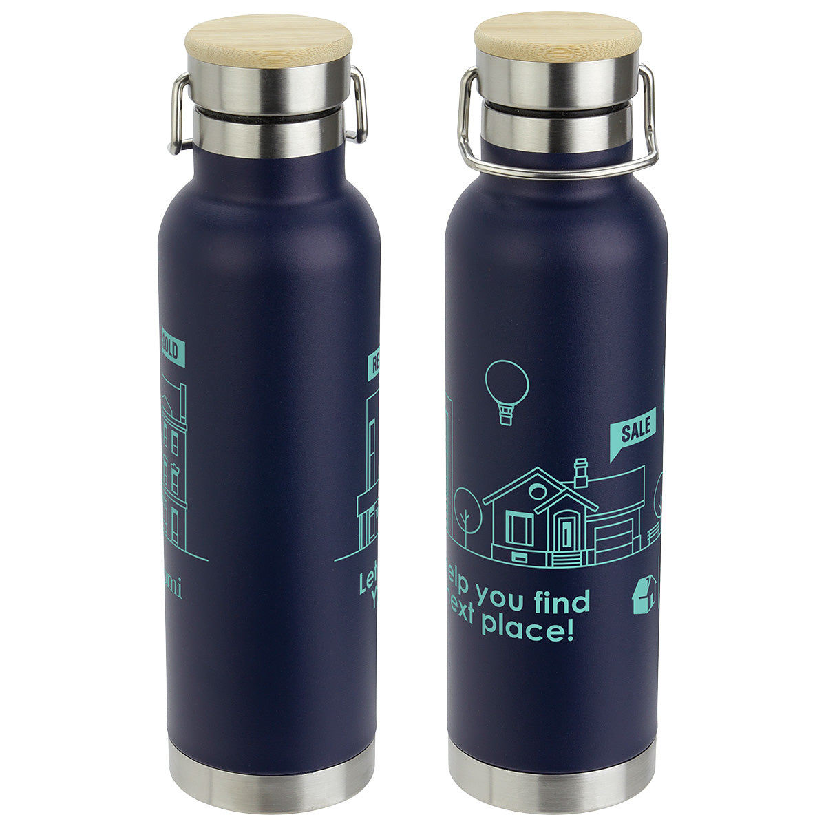 Cusano 22 oz Vacuum Insulated Stainless Steel Bottle with Bamboo Cap
