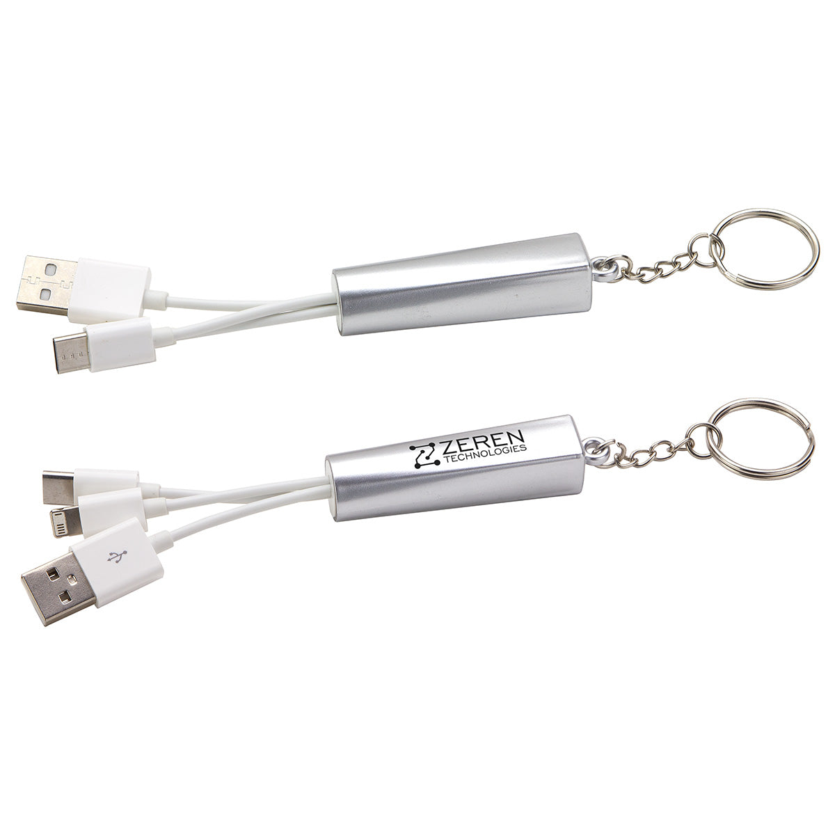 000679 Trey 3-in-1 Light-Up Charging Cable with Keychain