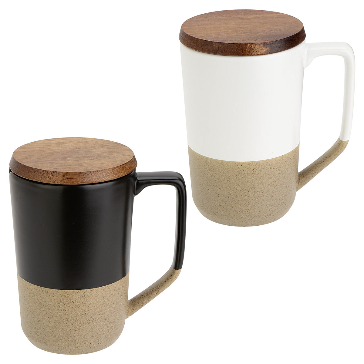 Bellaria 15 oz Ceramic Mug with Wood Lid