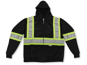 100% Polyester Black Full Zipper Hoodie