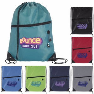 Front Zip Drawstring Backpack