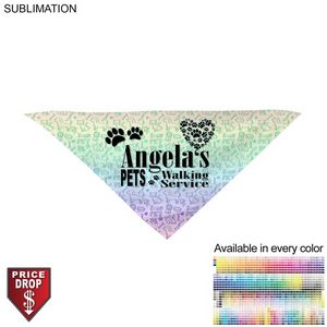 000583 Medium Dog Bandana, 19x19x27, Stitched Edges, Sublimated Edge to Edge (Decorated in Canada)