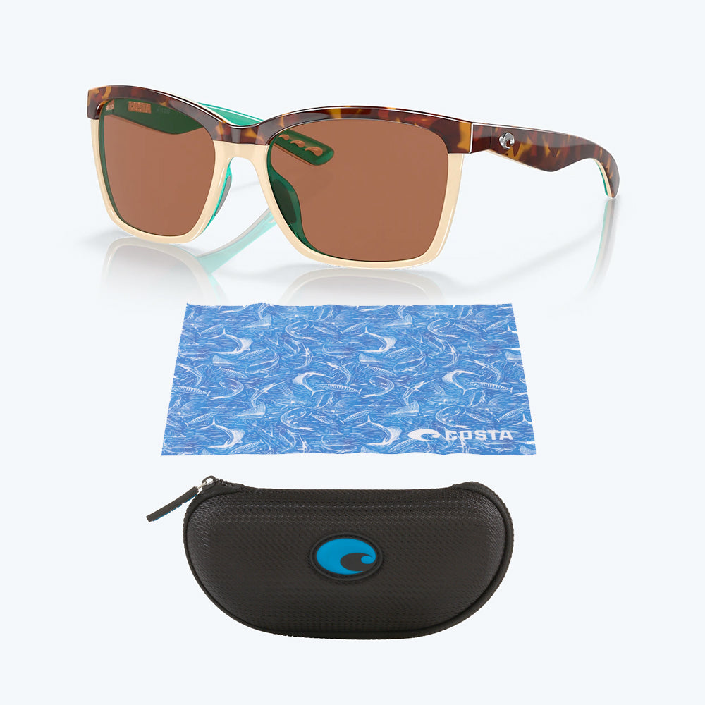 Costa Del Mar Anaa Ladies Polarized Sunglasses, Retro Tort-Cream/Copper, Size 55