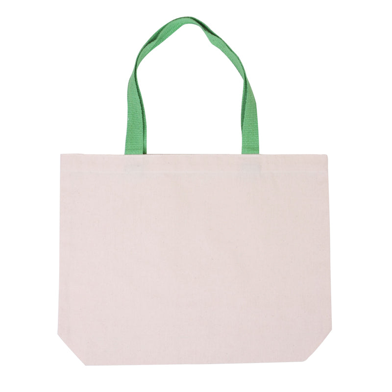 Cotton Canvas Tote w/Gusset & Color Accent Handles