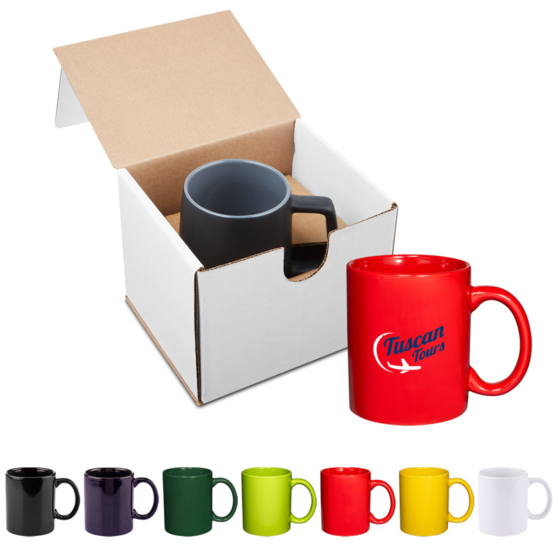 11 Oz. Basic C Handle Ceramic Mug Gift Set
