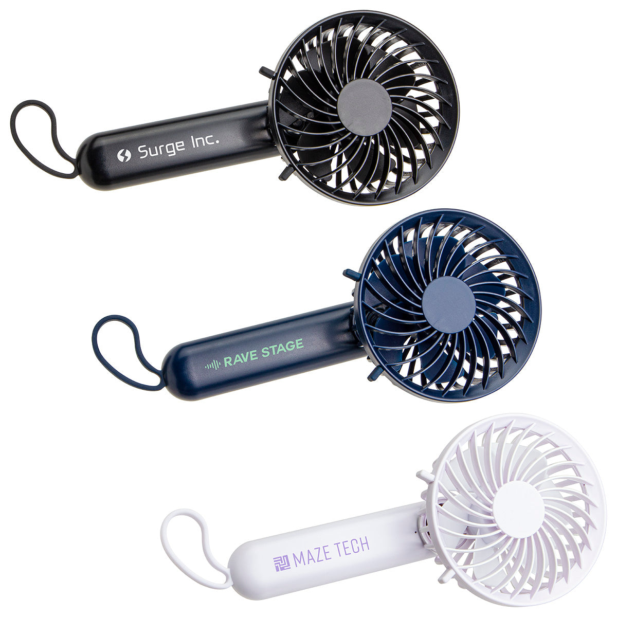 000603 Quiet Breeze Rechargeable Hand Fan with Carabiner