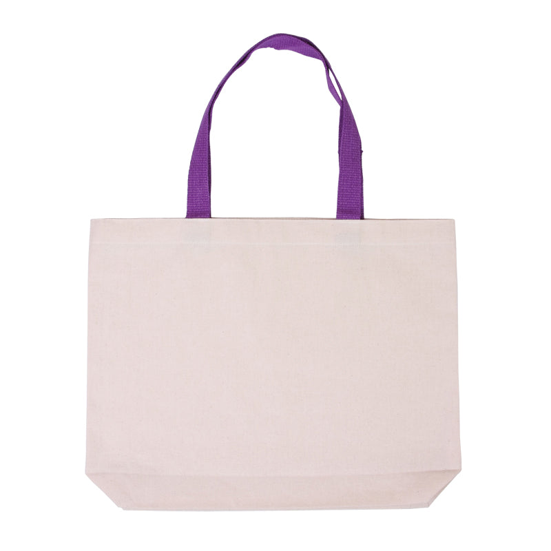 Cotton Canvas Tote w/Gusset & Color Accent Handles