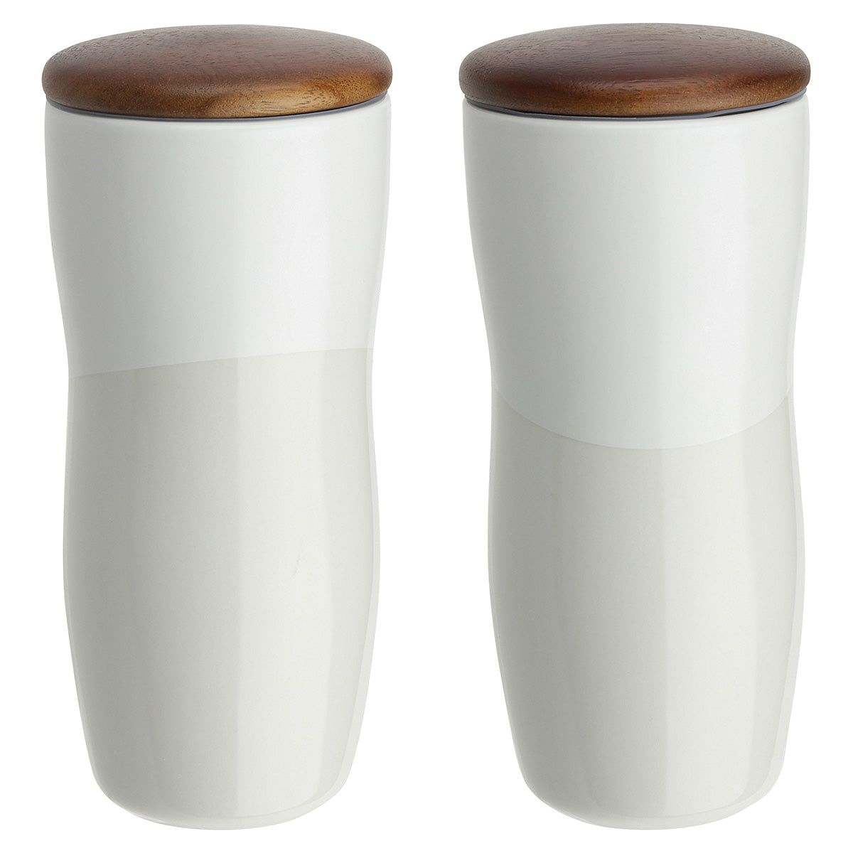Adriano 12 oz Double-wall Ceramic Tumbler with Wood Lid