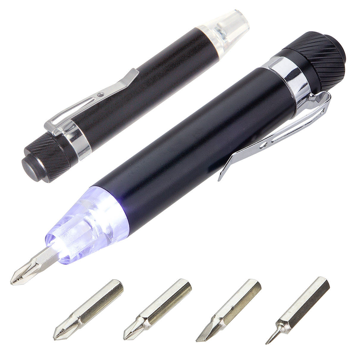 Quick-Reach 4-Bit Screwdriver Set with Light