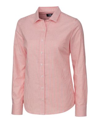 Cutter & Buck Stretch Oxford Stripe Womens Long Sleeve Dress Shirt