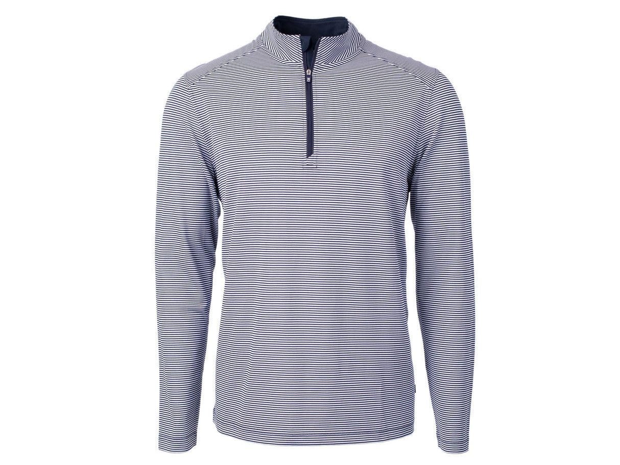 Cutter & Buck Virtue Eco Pique Micro Stripe Recycled Mens Big & Tall Quarter Zip