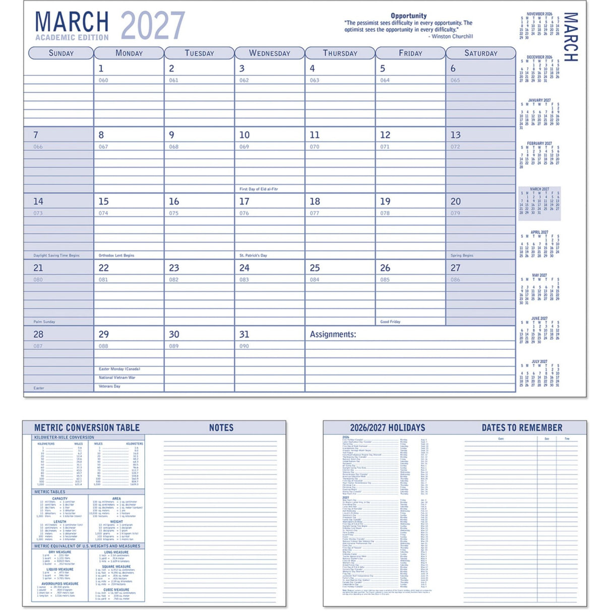 Summit Academic Monthly 7x10 Desk Planner