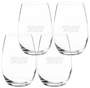 Lyon 19oz stemless glasss, set of 4 in a Midnight gift box - Etched