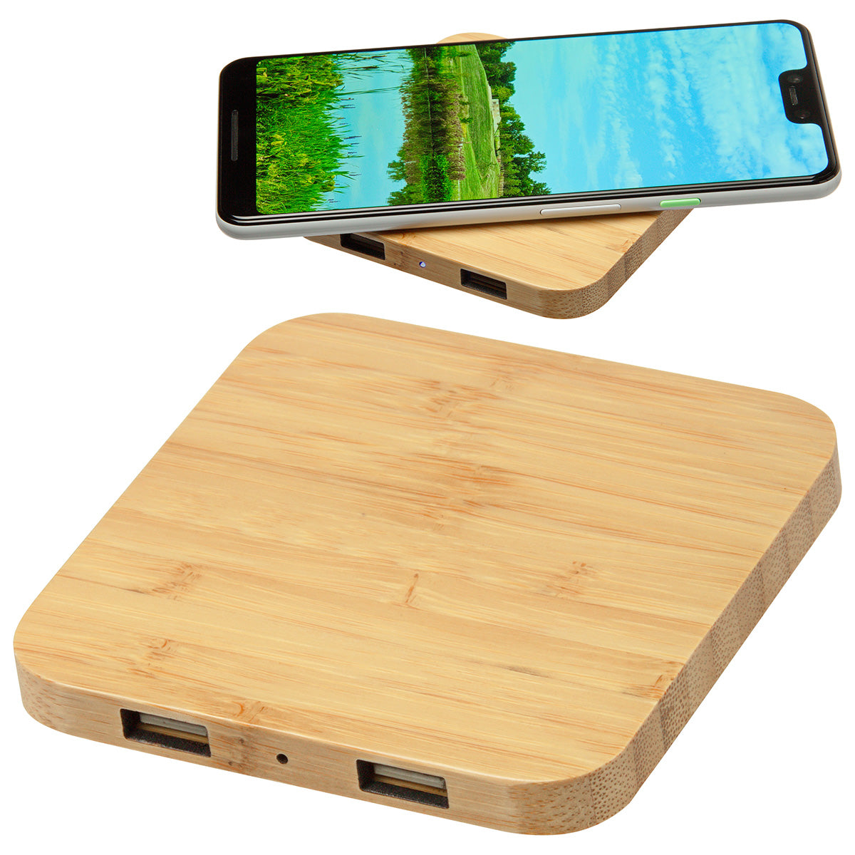 Panda Bamboo 5W Wireless Charger with Dual USB Ports