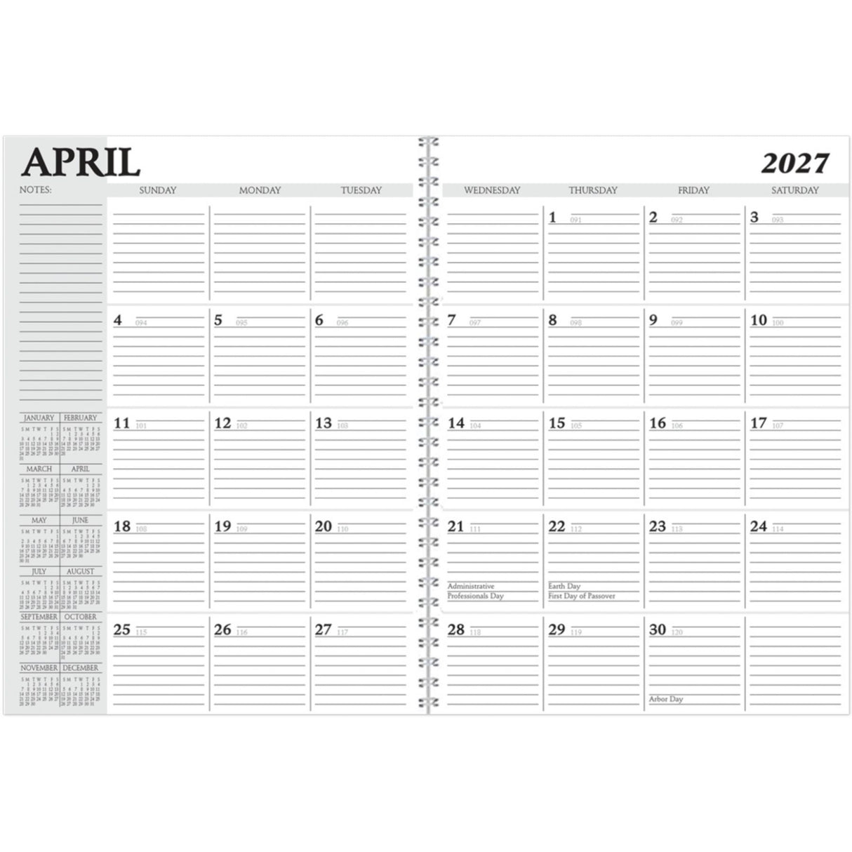 Full Colour Spiral Desk Planner 7x10