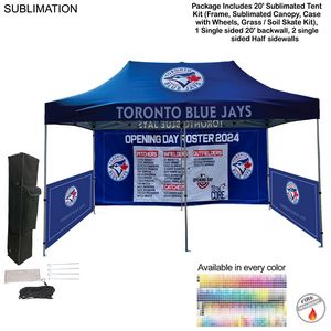 Full Tent Package 2, 20' Sublimated Tent Kit, Single sided 20' backwall, 2 single side half sidewall