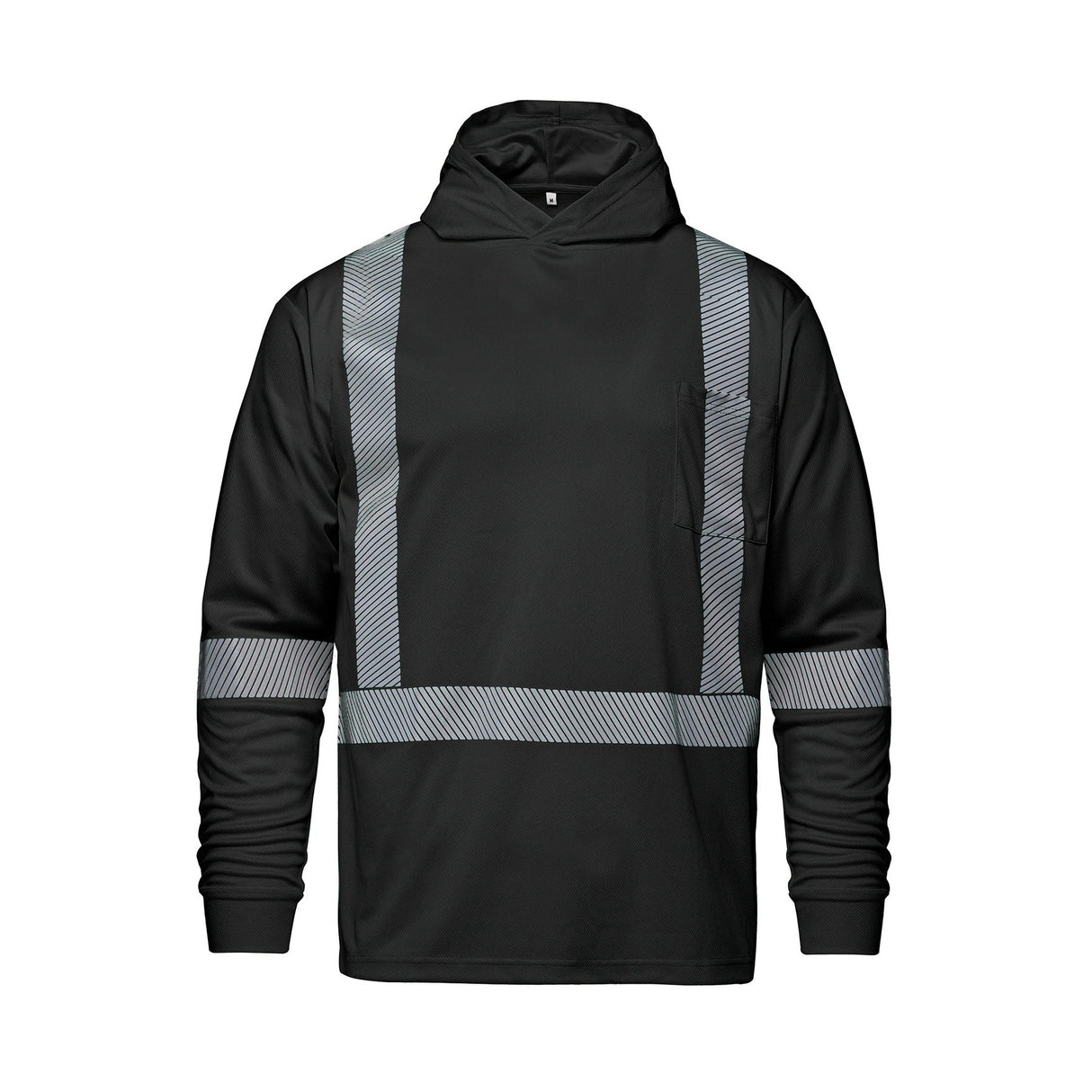 GLOW - Long Sleeve Hi-VIS Hooded T-Shirt with Segmented Stripes