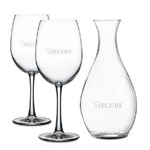 ~ Durham & Carafe Set, 1 Carafe, 2 wine glasses in a Raven Gift box