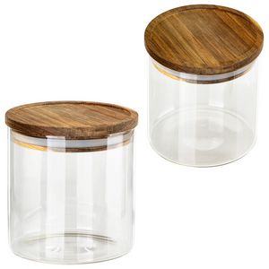 Corsica 22 oz Glass Canister with Acacia Lid