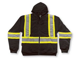 Navy Blue Cotton Zipper Front Hoodie