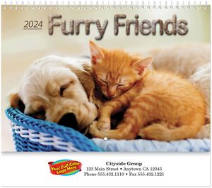 Full Colour Furry Friends Spiral Wall Calendar