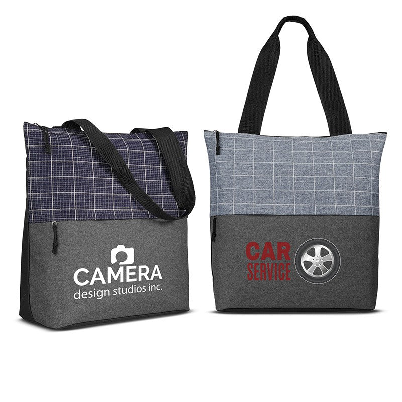 Flannel Check Accent Tote Bag