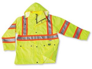 300 Denier Lime Green Polyester Rain Jacket