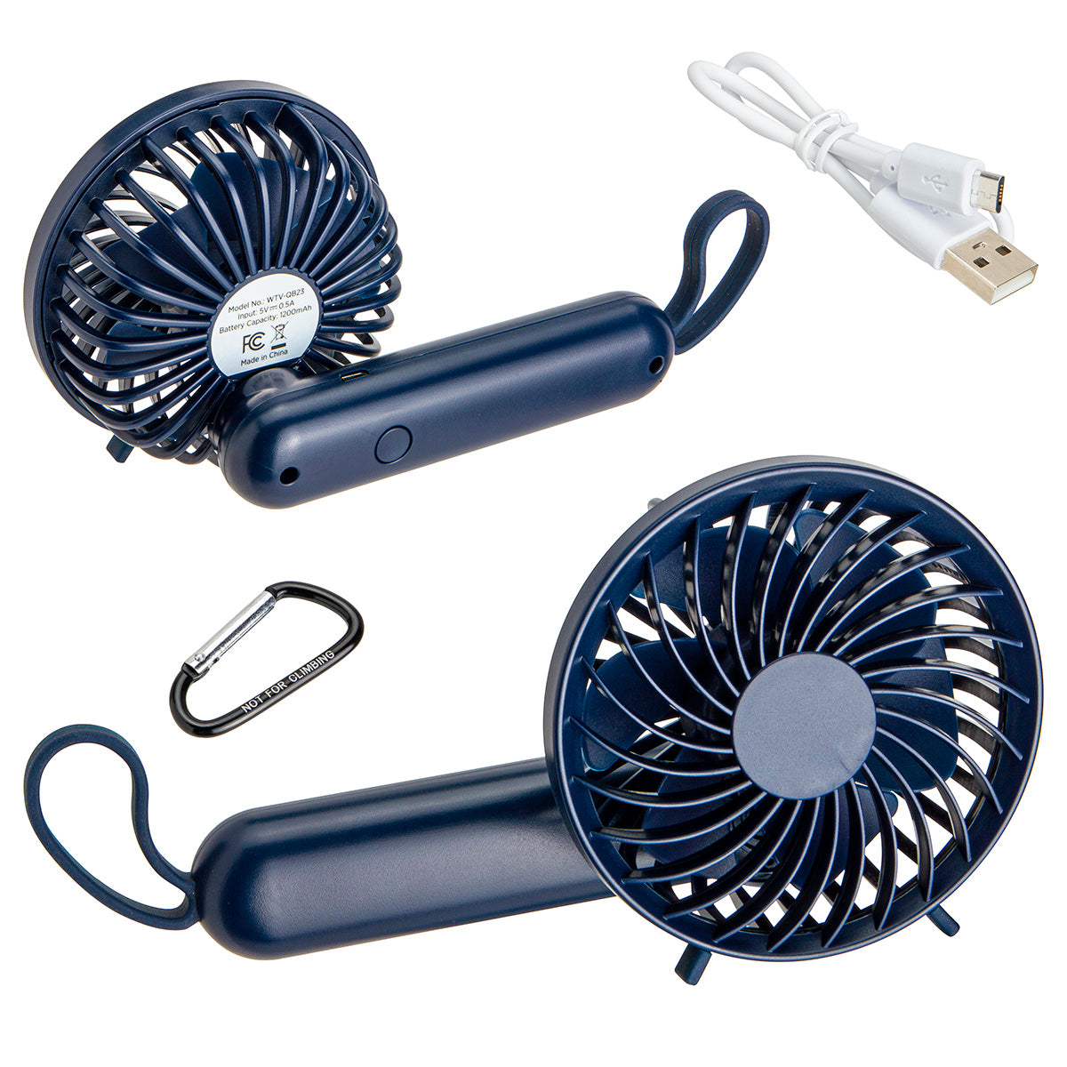 000603 Quiet Breeze Rechargeable Hand Fan with Carabiner