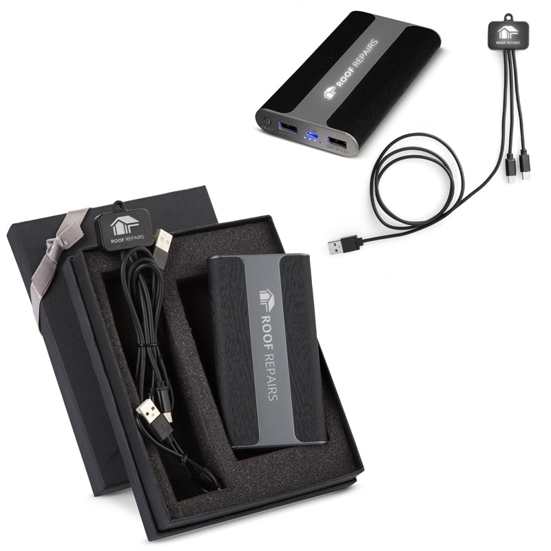 Light-Up-Your-Logo Charging Gift Set