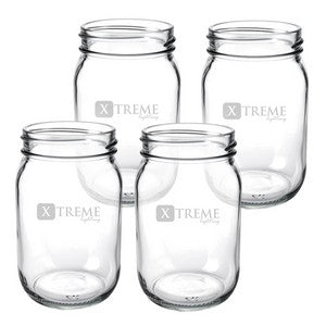 ~Warwick, 16oz clear glass mason jar, set of 4 in a Midnight box - Etched