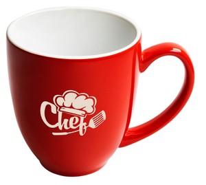 Bistro 16oz 2tone red/white mug - Etched