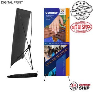 24Hr Express Ship -Economy, Cost Effective Advertising Banner with Graphics X-Stand, NO SETUP CHARGE