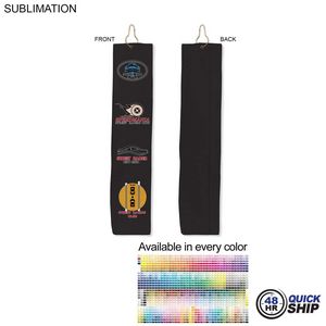 48 Hr Quick Ship - Colored Microfiber Dri-lite Terry Golf Towel, Trifold Grommet and Hook