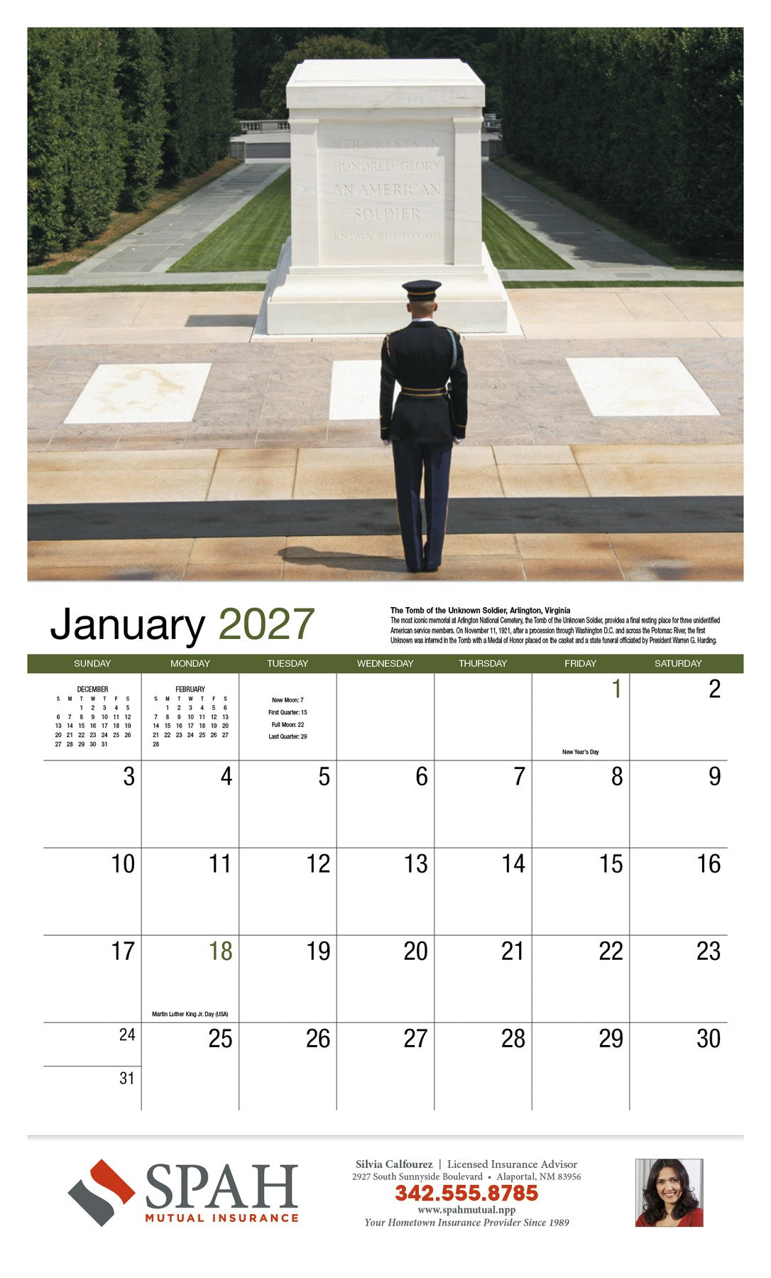 HotLine Products American History Appointment Calendar - Stapled open image