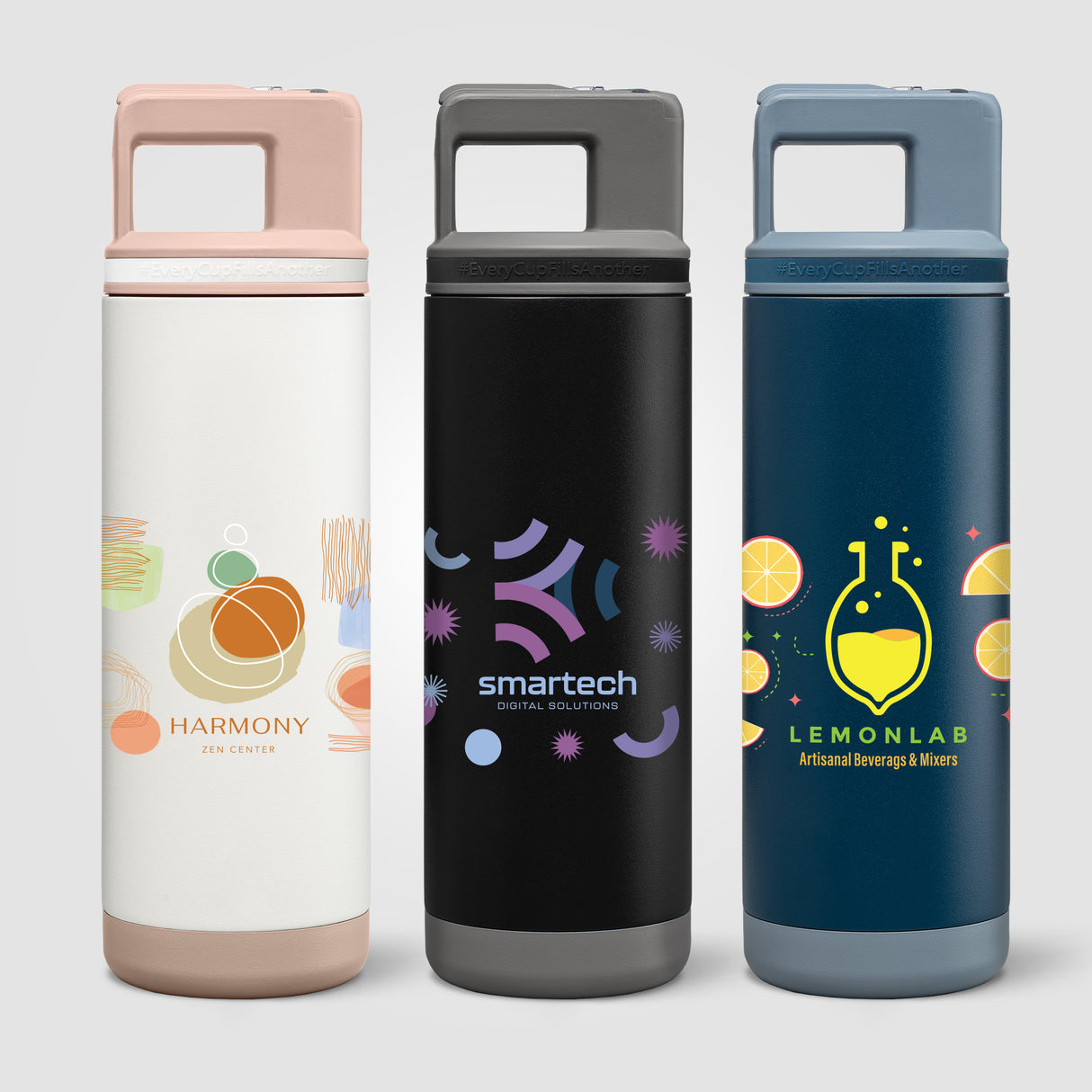 Grosche Alpine Stainless Steel Removable Straw Flip n' Sip Bottle - 20oz -ColorJet