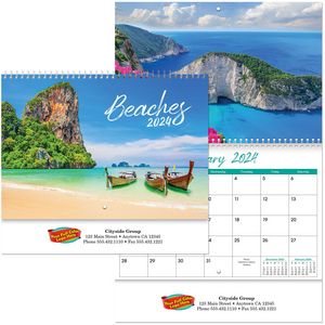 Full Colour Beaches Spiral Wall Calendar
