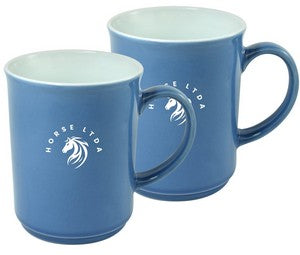 ~ Cyprus 2tone blue/white 14oz mug set of 2 in Jet gift box