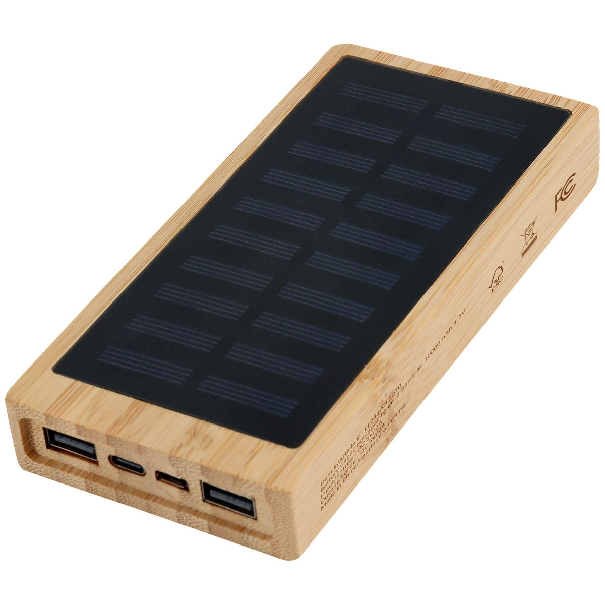 Bamboo 10,000mAh Solar/Wireless Powerbank