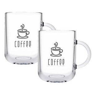 Ionic, 11oz clear glass mug, set of 2 in a Mystique gift box