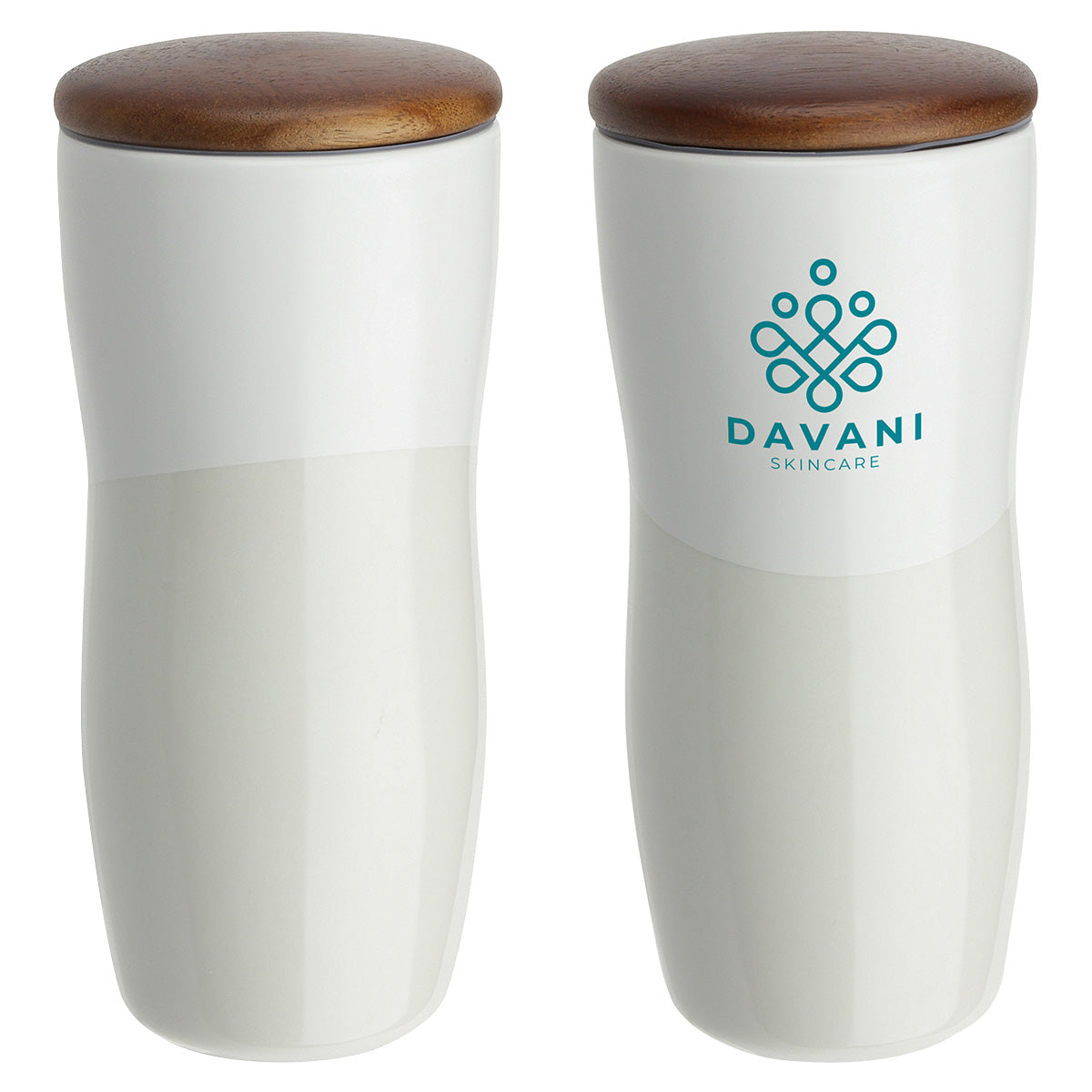 Adriano 12 oz Double-wall Ceramic Tumbler with Wood Lid