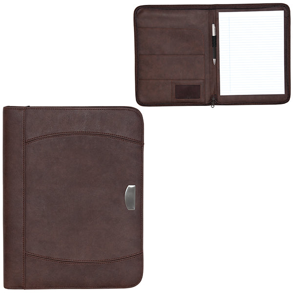 Zippered Notebook Portfolio: Brown: Brown